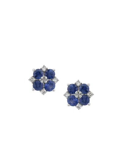 Saks Fifth Avenue Women's 14k White Gold, Sapphire & Diamond Earrings In Blue