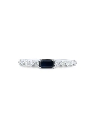 Saks Fifth Avenue Women's 14k White Gold, Sapphire & Diamond Ring In Metallic