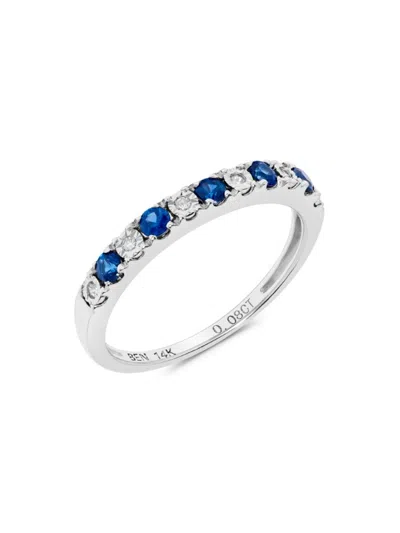 Saks Fifth Avenue Women's 14k White Gold, Sapphire & Diamond Ring In Metallic