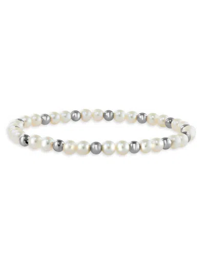 Saks Fifth Avenue Women's 14k White Goldplated Sterling Silver & Fresh Water Pearl Beaded Bracelet