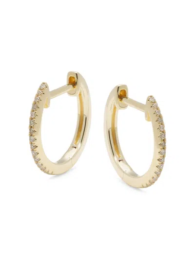 Saks Fifth Avenue Women's 14k Yellow Gold, 0.09 Tcw Diamond Huggie Hoop Earrings