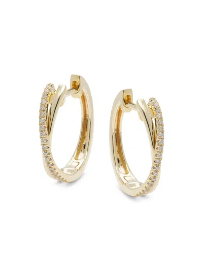 Saks Fifth Avenue Women's 14k Yellow Gold, 0.11 Tcw Diamond Huggie Hoop Earrings