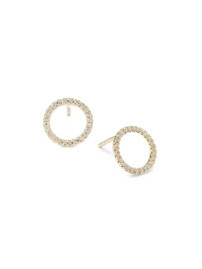 Saks Fifth Avenue Women's 14k Yellow Gold, 0.15 Tcw Diamond Open Circle Stud Earrings