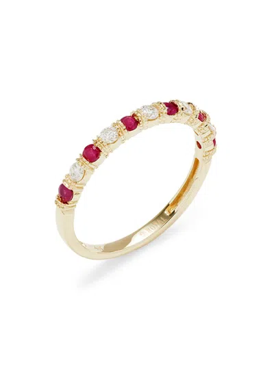 Saks Fifth Avenue Women's 14k Yellow Gold, 0.17 Tcw Diamond & Ruby Ring