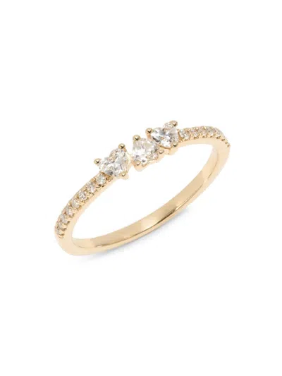 Saks Fifth Avenue Women's 14k Yellow Gold 0.29 Tcw Heart-shape Lab-grown Diamond Band Ring