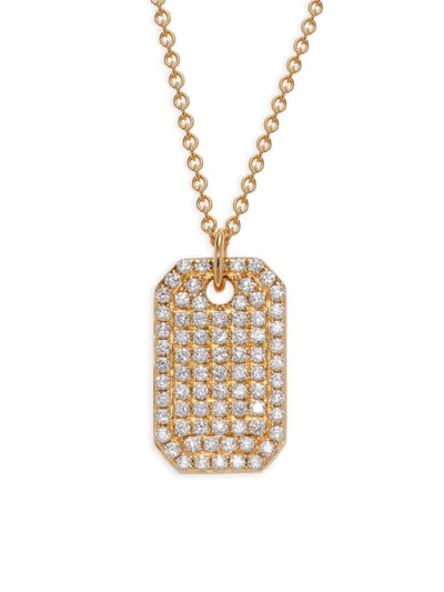 Saks Fifth Avenue Women's 14k Yellow Gold 0.90 Tcw Diamond Dog Tag Pendant Necklace