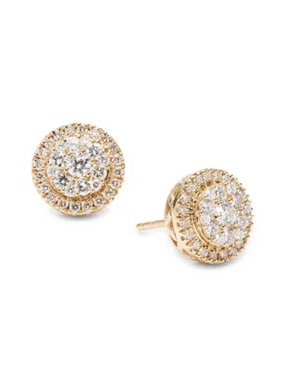 Saks Fifth Avenue Women's 14k Yellow Gold 1.08 Tcw Lab-grown Diamond Pave Stud Earrings