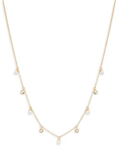 Saks Fifth Avenue Women's 14k Yellow Gold, 3mm Cultured Freshwater Pearl & Diamond Charm Chain Necklace/18"