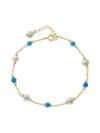 Saks Fifth Avenue Women's 14k Yellow Gold, 4.5mm Potato Shape Freshwater Pearl & Turquoise Station Bracelet