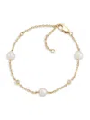 Saks Fifth Avenue Women's 14k Yellow Gold, 5.5-6mm Pearl & Diamond Bracelet In Yellow Gold
