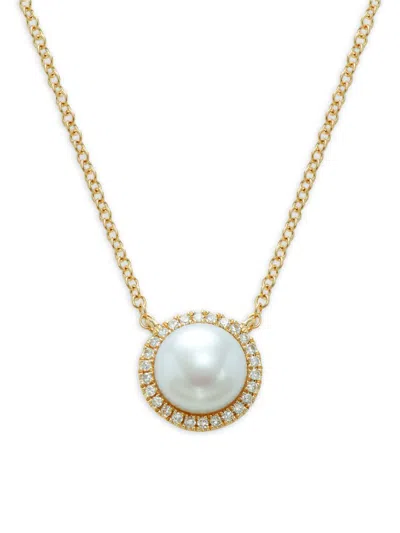 Saks Fifth Avenue Women's 14k Yellow Gold, 6.5-7.5mm Cultured Pearl & Diamond Necklace