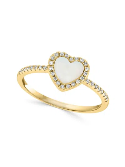 Saks Fifth Avenue Women's 14k Yellow Gold, 6mm Mother Of Pearl & Diamond Ring