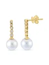 Saks Fifth Avenue Women's 14k Yellow Gold, 8mm Fresh Water Pearl & Diamond Drop Earrings