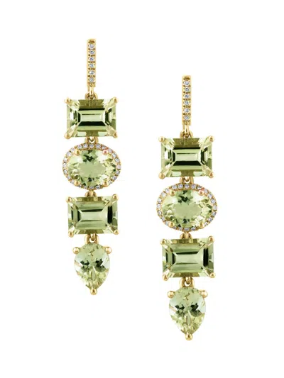 Saks Fifth Avenue Women's 14k Yellow Gold, Amethyst & 0.17 Tcw Drop Earrings In Purple