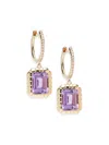 Saks Fifth Avenue Women's 14k Yellow Gold, Amethyst & Diamond Huggie Earrings In Amethyst
