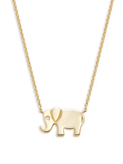 Saks Fifth Avenue Women's 14k Yellow Gold & 0.004 Tcw Diamond Elephant Pendant Necklace