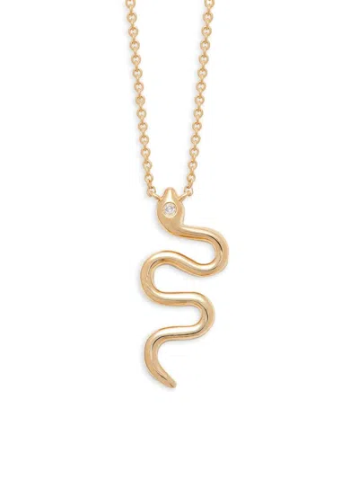 Saks Fifth Avenue Women's 14k Yellow Gold & 0.006 Tcw Diamond Snake Pendant Necklace