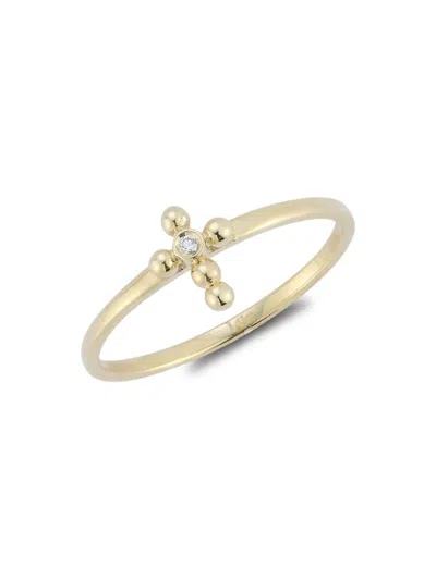 Saks Fifth Avenue Women's 14k Yellow Gold & 0.01 Tcw Diamond Bubble Cross Ring