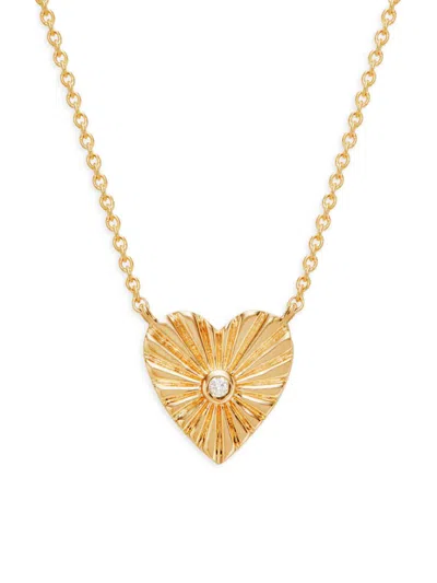 Saks Fifth Avenue Women's 14k Yellow Gold & 0.01 Tcw Diamond Heart Pendant Necklace