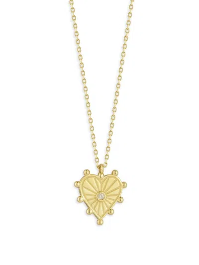 Saks Fifth Avenue Women's 14k Yellow Gold & 0.01 Tcw Diamond Heart Pendant Necklace