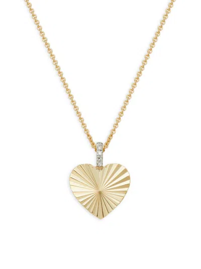 Saks Fifth Avenue Women's 14k Yellow Gold & 0.01 Tcw Diamond Heart Pendant Necklace/18"