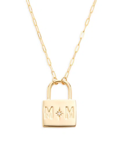 Saks Fifth Avenue Women's 14k Yellow Gold & 0.01 Tcw Diamond Lock Necklace