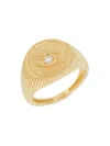 SAKS FIFTH AVENUE WOMEN'S 14K YELLOW GOLD & 0.01 TCW DIAMOND STAR SIGNET RING