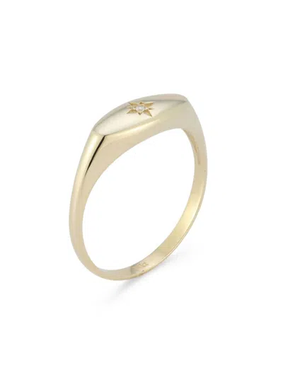 Saks Fifth Avenue Women's 14k Yellow Gold & 0.01 Tcw Diamond Star Signet Ring