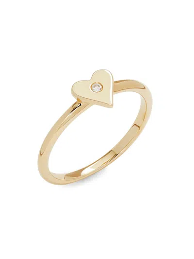 Saks Fifth Avenue Women's 14k Yellow Gold & 0.014 Tcw Diamond Heart Ring