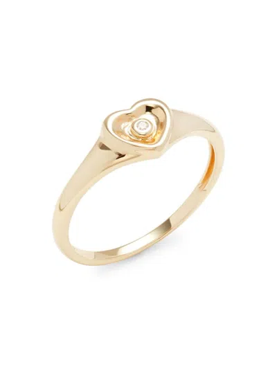 Saks Fifth Avenue Women's 14k Yellow Gold & 0.015 Tcw Diamond Heart Ring
