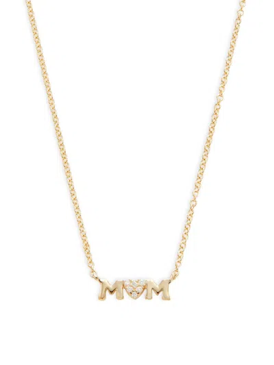 Saks Fifth Avenue Women's 14k Yellow Gold & 0.015 Tcw Diamond Mom Pendant Necklace