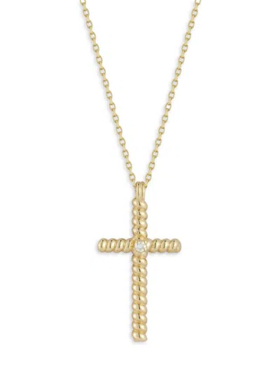 Saks Fifth Avenue Women's 14k Yellow Gold & 0.02 Tcw Diamond Cross Pendant Necklace