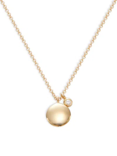 Saks Fifth Avenue Women's 14k Yellow Gold & 0.02 Tcw Diamond Disc Pendant Necklace