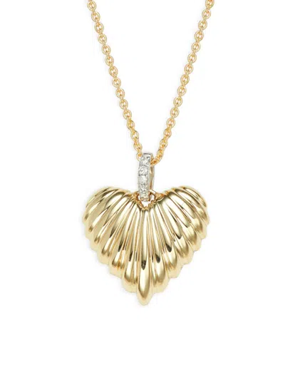 Saks Fifth Avenue Women's 14k Yellow Gold & 0.02 Tcw Diamond Heart Pendant Necklace