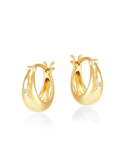 Saks Fifth Avenue Women's 14k Yellow Gold & 0.02 Tcw Diamond Huggie Earrings