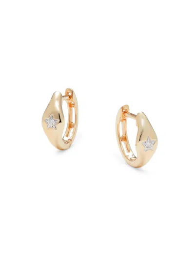 Saks Fifth Avenue Women's 14k Yellow Gold & 0.02 Tcw Diamond Star Huggie Earrings