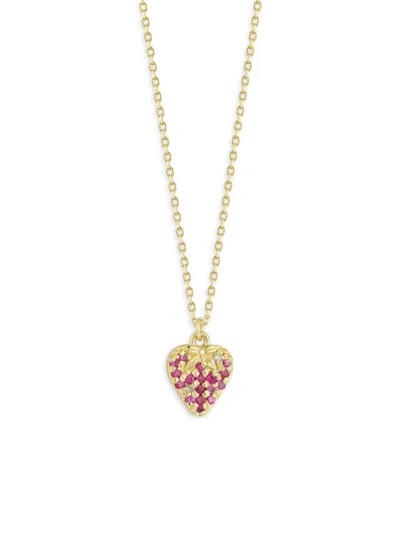 Saks Fifth Avenue Women's 14k Yellow Gold & 0.02 Tcw Diamond Strawberry Pendant Necklace