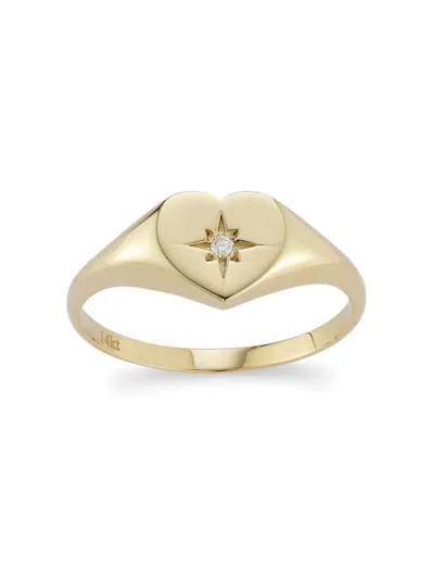 Saks Fifth Avenue Women's 14k Yellow Gold & 0.02 Tcw Heart Ring