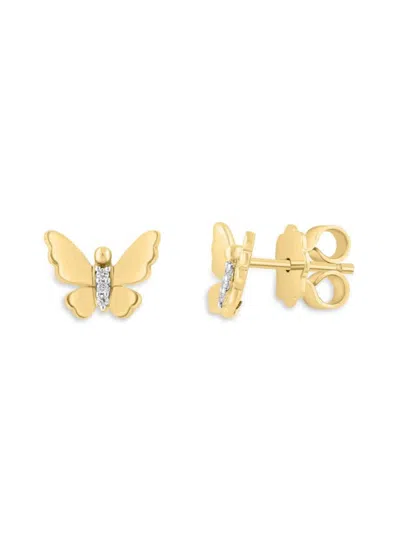 Saks Fifth Avenue Women's 14k Yellow Gold & 0.03 Tcw Diamond Butterfly Stud Earrings