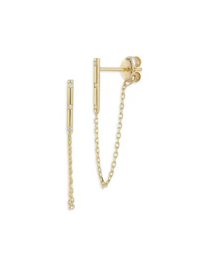 Saks Fifth Avenue Women's 14k Yellow Gold & 0.03 Tcw Diamond Chain Drop Earrings