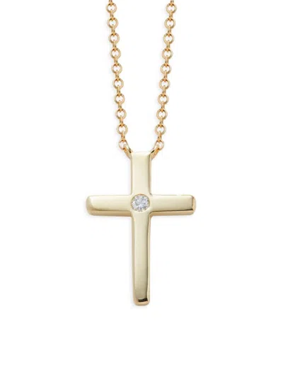 Saks Fifth Avenue Women's 14k Yellow Gold & 0.03 Tcw Diamond Cross Pendant Necklace