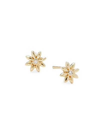 Saks Fifth Avenue Women's 14k Yellow Gold & 0.03 Tcw Diamond Daisy Stud Earrings