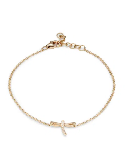 Saks Fifth Avenue Women's 14k Yellow Gold & 0.03 Tcw Diamond Dragonfly Bracelet