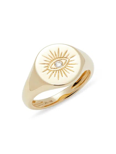 Saks Fifth Avenue Women's 14k Yellow Gold & 0.03 Tcw Diamond Eye Signet Ring