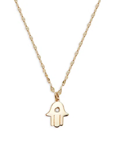 Saks Fifth Avenue Women's 14k Yellow Gold & 0.03 Tcw Diamond Hamsa Pendant Necklace