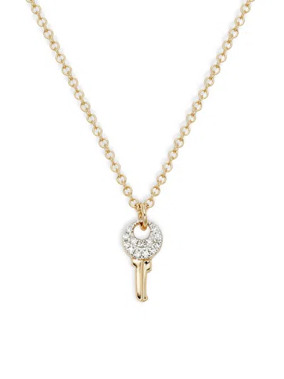 Saks Fifth Avenue Women's 14k Yellow Gold & 0.03 Tcw Diamond Key Pendant Necklace