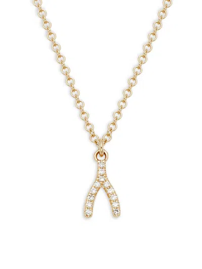 Saks Fifth Avenue Women's 14k Yellow Gold & 0.03 Tcw Diamond Pendant Necklace/18"