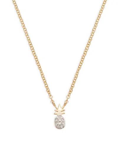 Saks Fifth Avenue Women's 14k Yellow Gold & 0.03 Tcw Diamond Pineapple Pendant Necklace