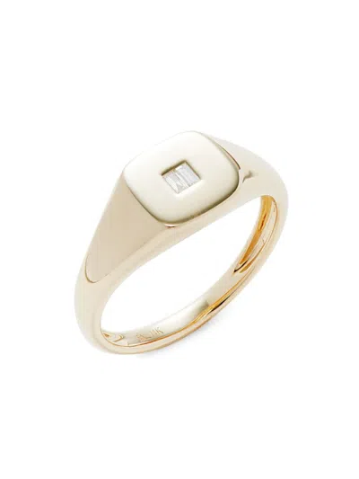 Saks Fifth Avenue Women's 14k Yellow Gold & 0.03 Tcw Diamond Signet Ring