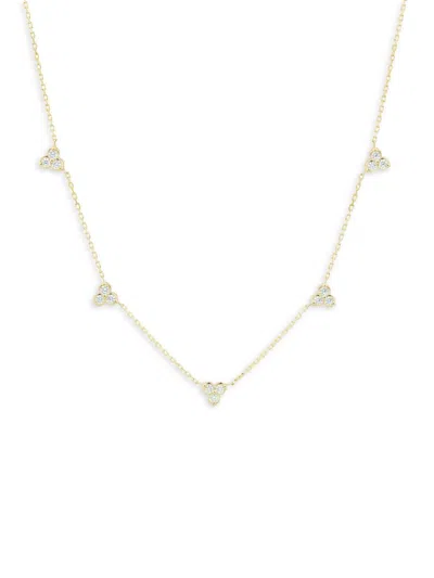 Saks Fifth Avenue Women's 14k Yellow Gold & 0.034 Tcw Diamond Station Necklace/17"